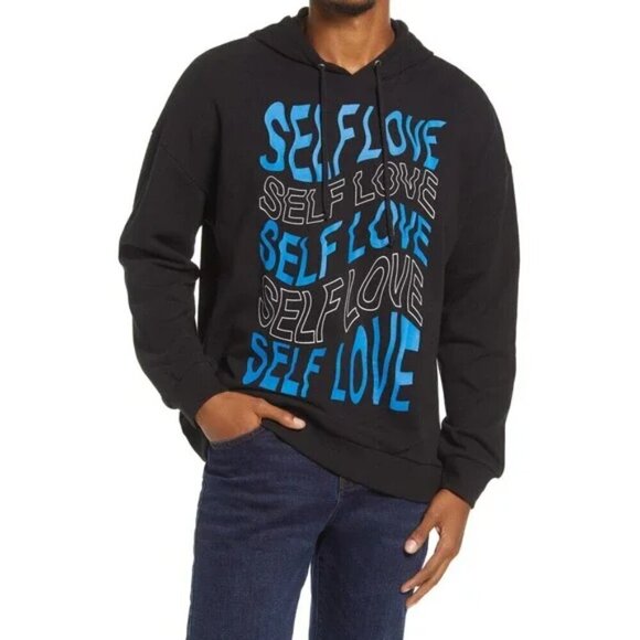 BP Nordstrom Men's Self Love Graphic Black Sweatshirt Hoodie - Picture 1 of 8